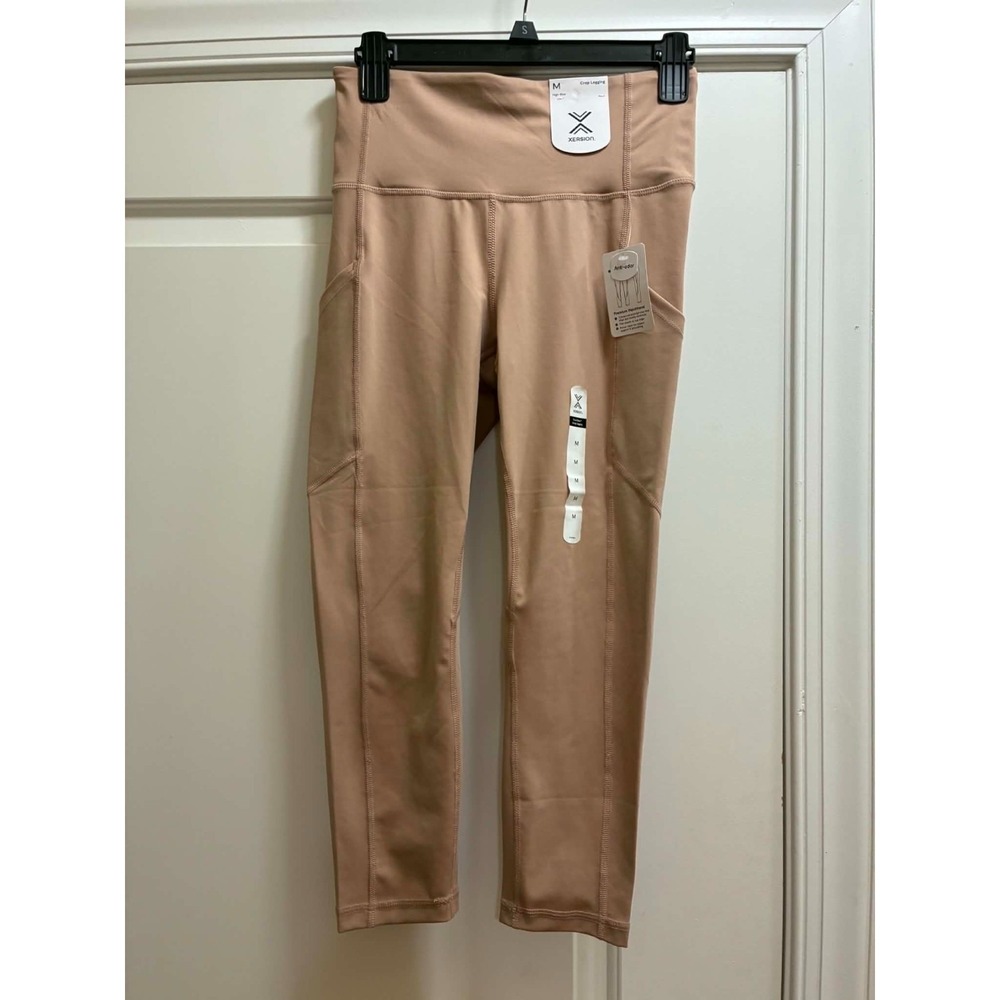 Xersion‎ EverUltra Crop Leggings Women's Medium Warm Taupe High Rise Pocket Yoga
